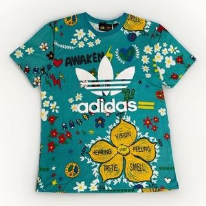 Adidas x Pharrell Williams L Doodle Tee Pattern Big Logo T-Shirt Men Limited Ed